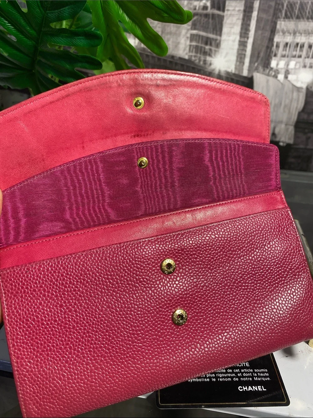 Authentic CHANEL COCO Mark Pink Caviar Skin Flap Purse